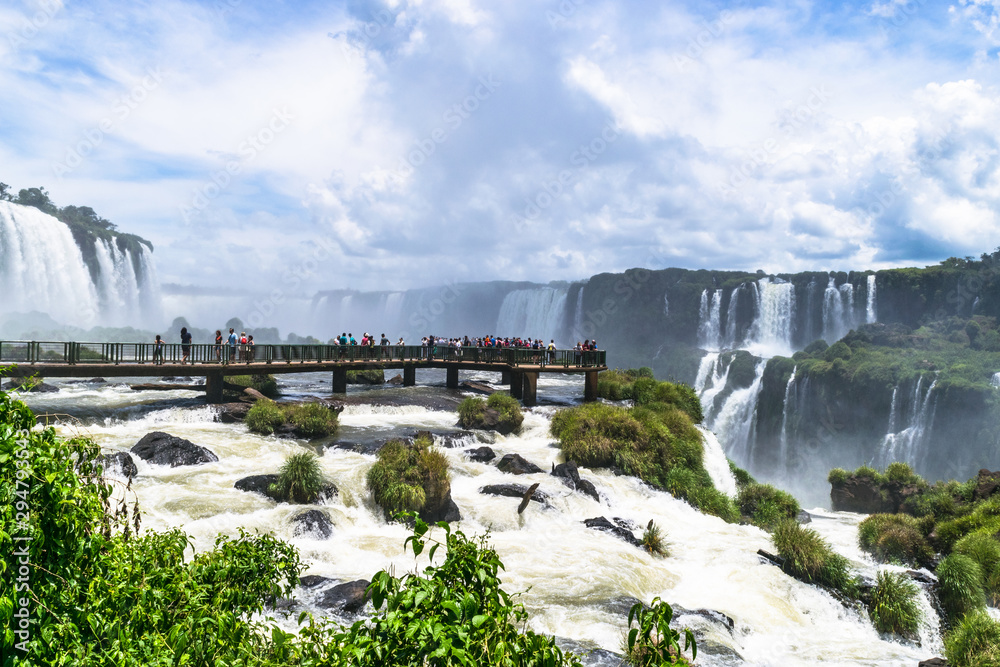 The majestic Iguazu Falls, one of the wonders of the world located in Brazil.