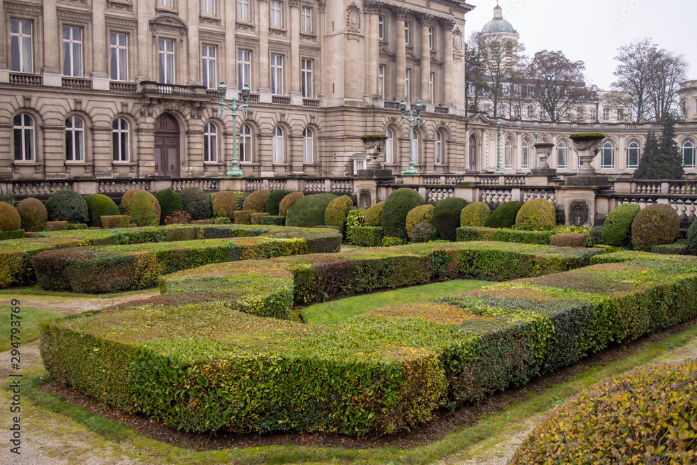 Royal Palace of Brussels, cloudy winter time in Brussels, Belgium on December 30, 2018. 