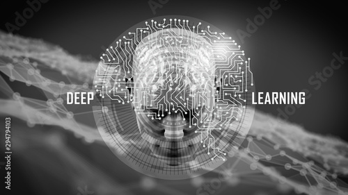 Cuadro en lienzo Machine learning , artificial intelligence, ai, deep learning blockchain neural network concept