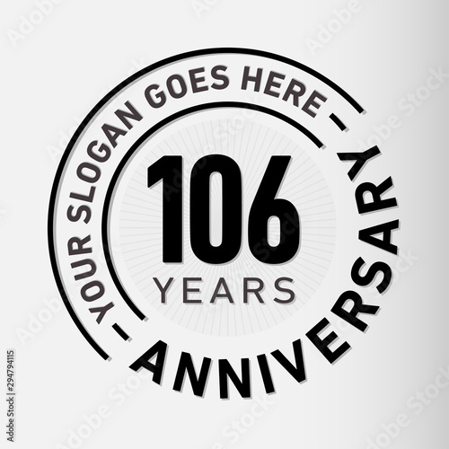 106 years anniversary logo template. One hundred and six years celebrating logotype. Vector and illustration.