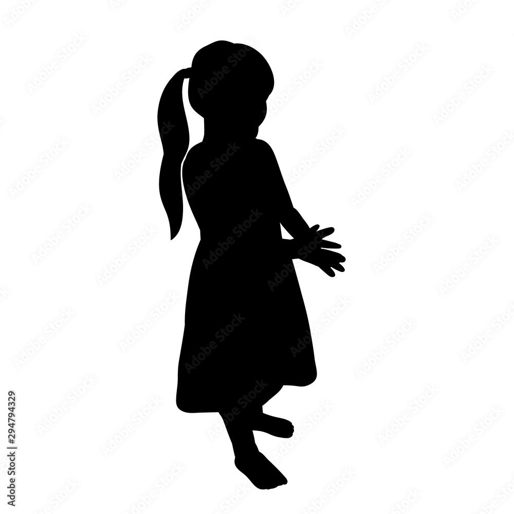 vector, isolated, silhouette children on a white background, little girl