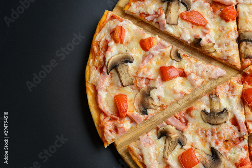 Pizza with mushrooms and ham