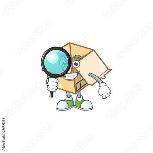 Detective cardboard open with character mascot shape