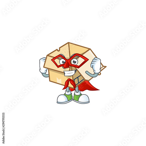 Super hero cardboard open with character mascot shape
