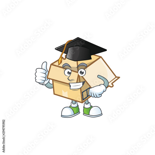 Graduation cardboard open with character mascot shape