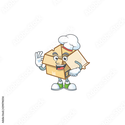 Chef cardboard open with character mascot shape