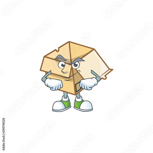 Smirking cardboard open with character mascot shape