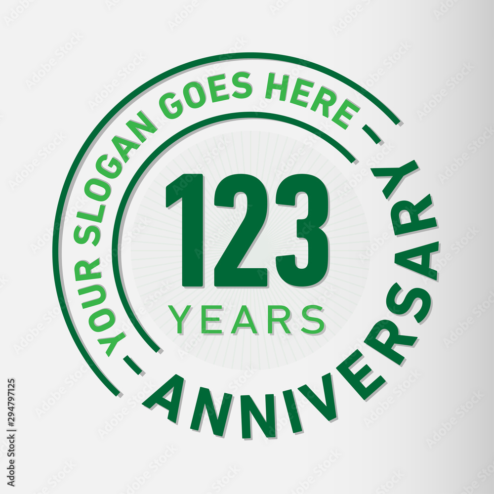 123 years anniversary logo template. One hundred and twenty-three years celebrating logotype. Vector and illustration. 123 years anniversary logo template. One hundred and twenty-three years celebrating logotype. Vector and illustration.
