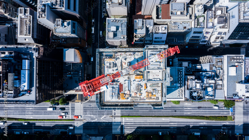 建設中のビル・空撮