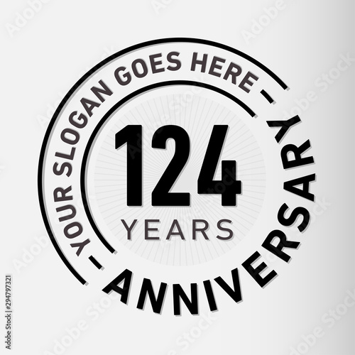 124 years anniversary logo template. One hundred and twenty-four years celebrating logotype. Vector and illustration.