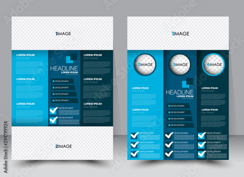 Abstract flyer design background. Brochure template. Can be used for magazine cover, business mockup, education, presentation, report. a4 size with editable elements. Blue color.