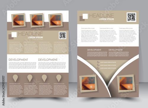 Abstract flyer design background. Brochure template. Can be used for magazine cover, business mockup, education, presentation, report. a4 size with editable elements. Brown color.