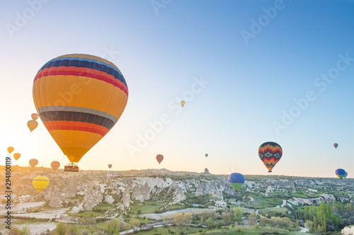 great tourist attraction of Cappadocia - balloon flight. Goreme, Cappadocia, Turkey