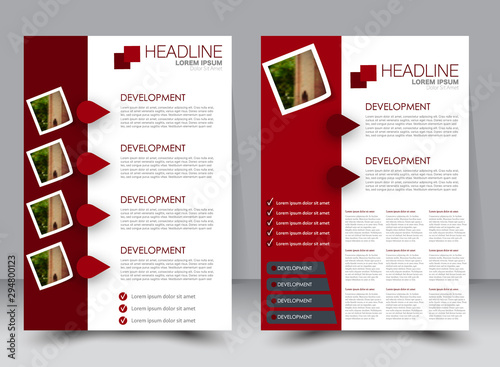 Abstract flyer design background. Brochure template. Can be used for magazine cover, business mockup, education, presentation, report. a4 size with editable elements. Red color.