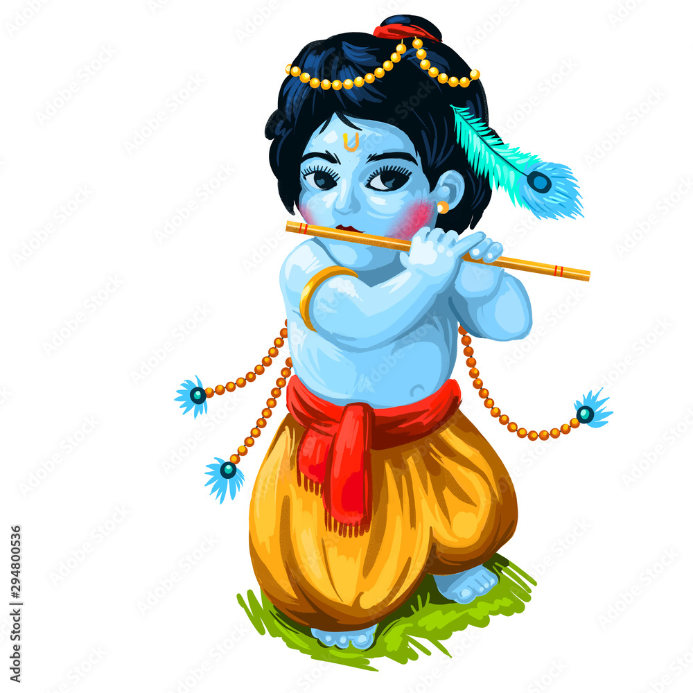 Ashtami of Paksha in Shraavana, digital art illustration. Krishna ...