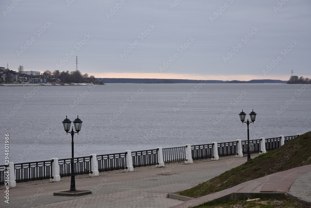 Volga river quay, Kostroma city, Russia