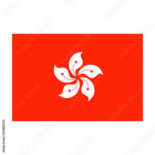 Flag of Hong Kong. Correct proportions, elements, colors. Abstract concept, icon. Vector illustration on white background.