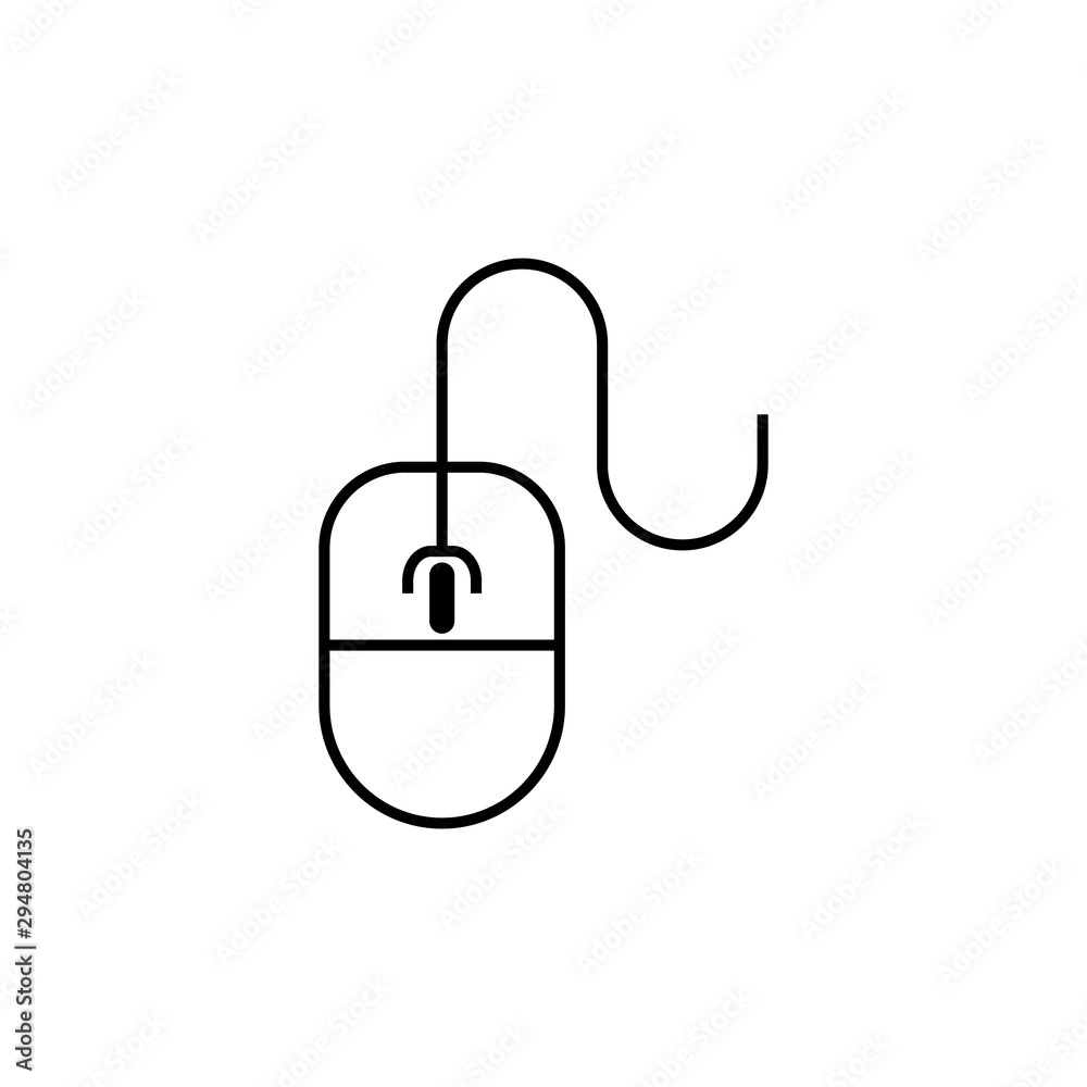 Computer optical mouse with cable vector icon