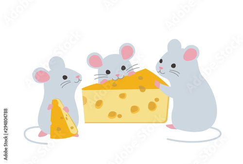 チーズをかじるねずみのイラスト