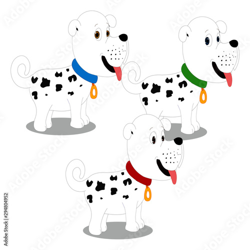 Three White Puppies - Dog collection - Cartoon Vector Image