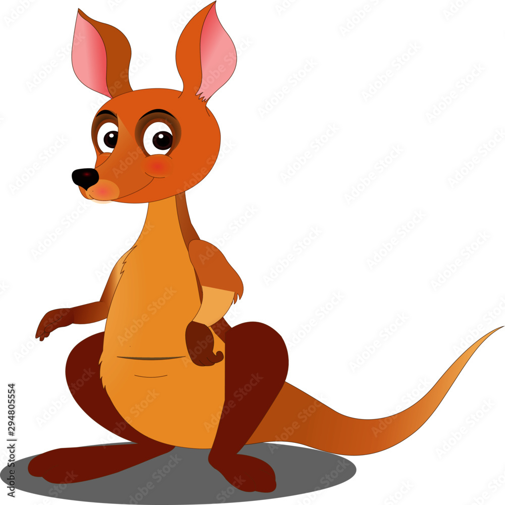 Baby Kangaroo - Cartoon Vector Image Stock Vector | Adobe Stock