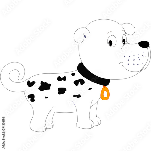 Cute Little Dog with Black Collar - Cartoon Vector Image