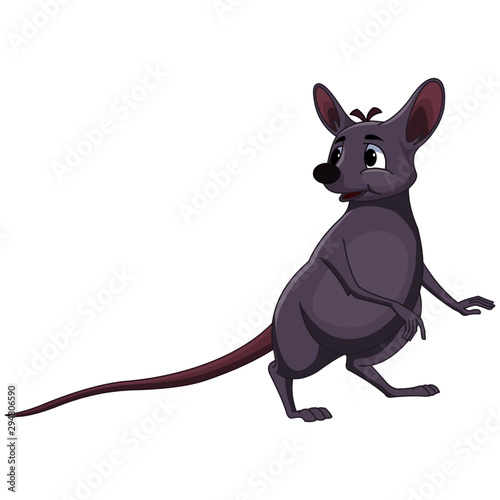 Gray Rat - Cartoon Vector Image