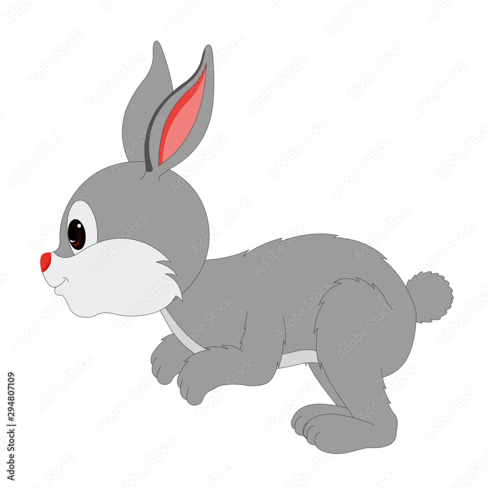 Hoping Grey Rabbit - Cartoon Vector Image Hoping Grey Rabbit - Cartoon Vector Image
