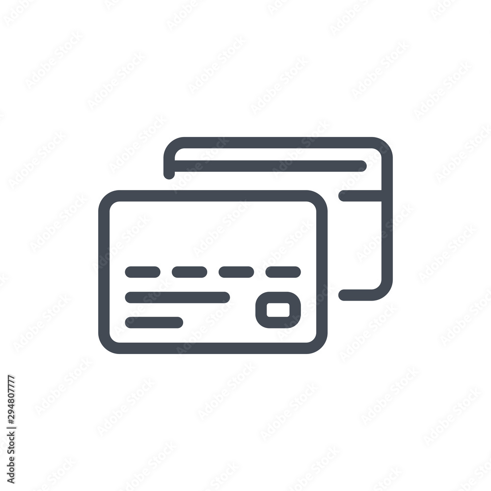 Credit card line icon. Bank payment card vector outline sign. Credit card line icon. Bank payment card vector outline sign.