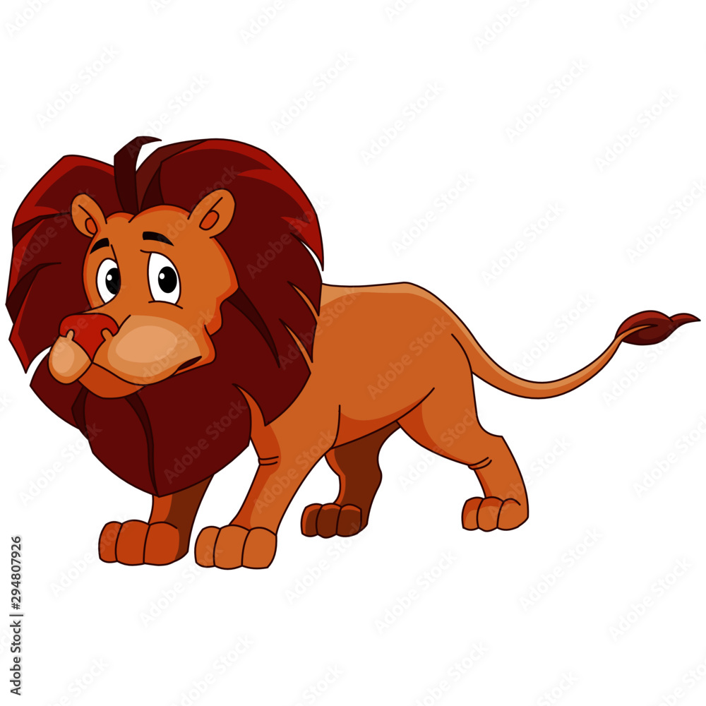 Obraz premium Sad Lion - Cartoon Vector Image