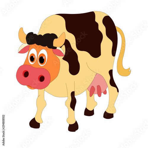 Surprise Cow Standing Character - Cartoon Vector Image