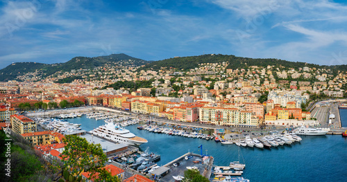 Fototapeta Naklejka Na Ścianę i Meble -  Panorama of Old Port of Nice with yachts, France