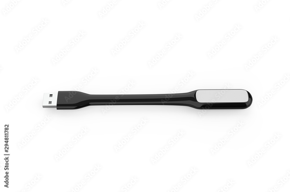 Portable usb led light, mock up template on isolated white background, 3d illustration Portable usb led light, mock up template on isolated white background, 3d illustration