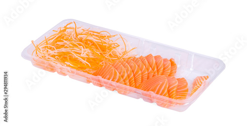 Slided Raw Salmon Sashimi White Background