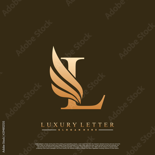 Initial letter L Logo and wing symbol. Wings design element vector.
