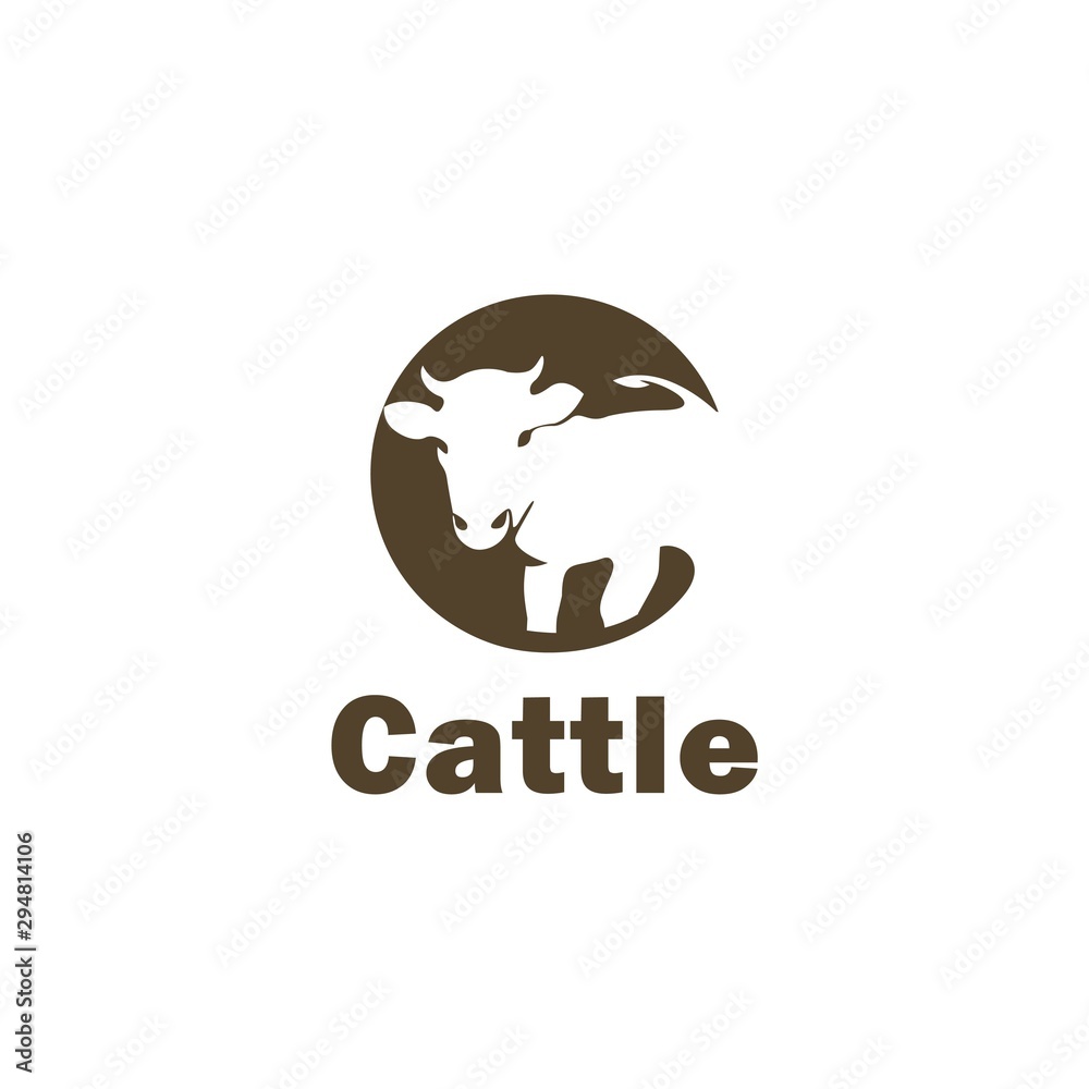 initial c for cattle - logo design 