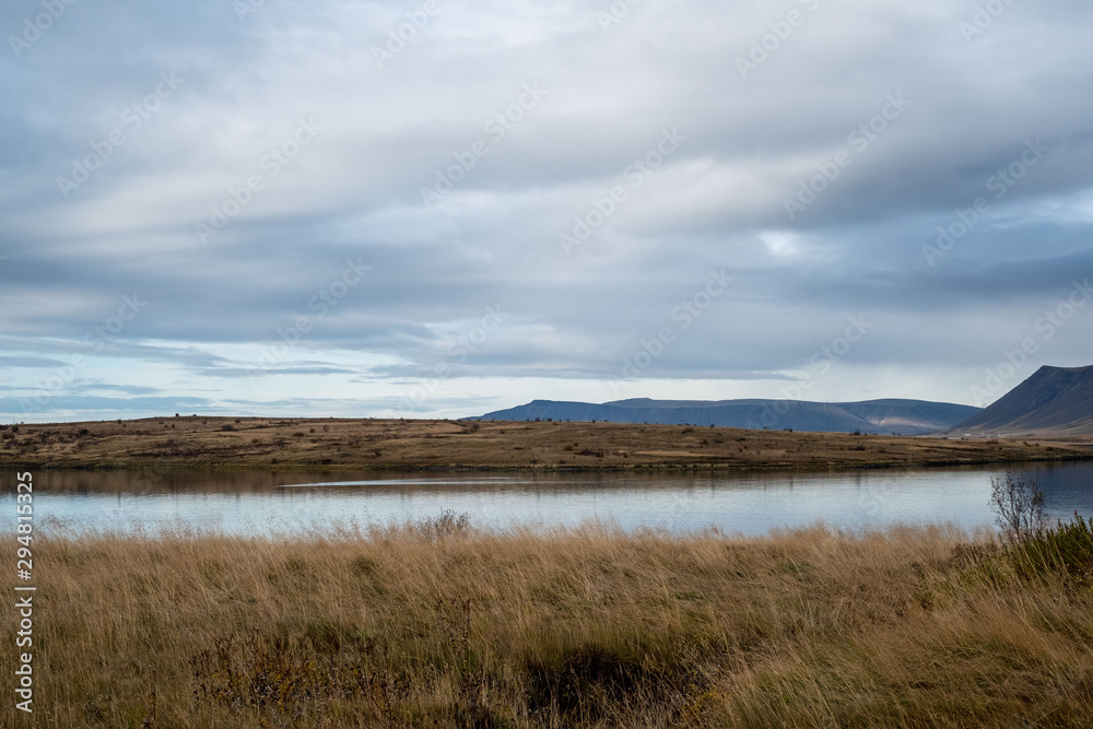 Blick auf die Halbinsel Geldinganes bei Grafavogur, einem Vorort von Reykjavik