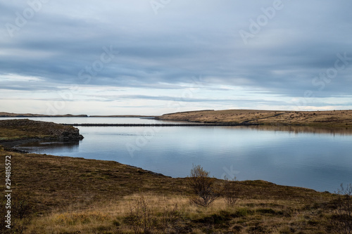 Blick auf die Halbinsel Geldinganes bei Grafavogur, einem Vorort von Reykjavik