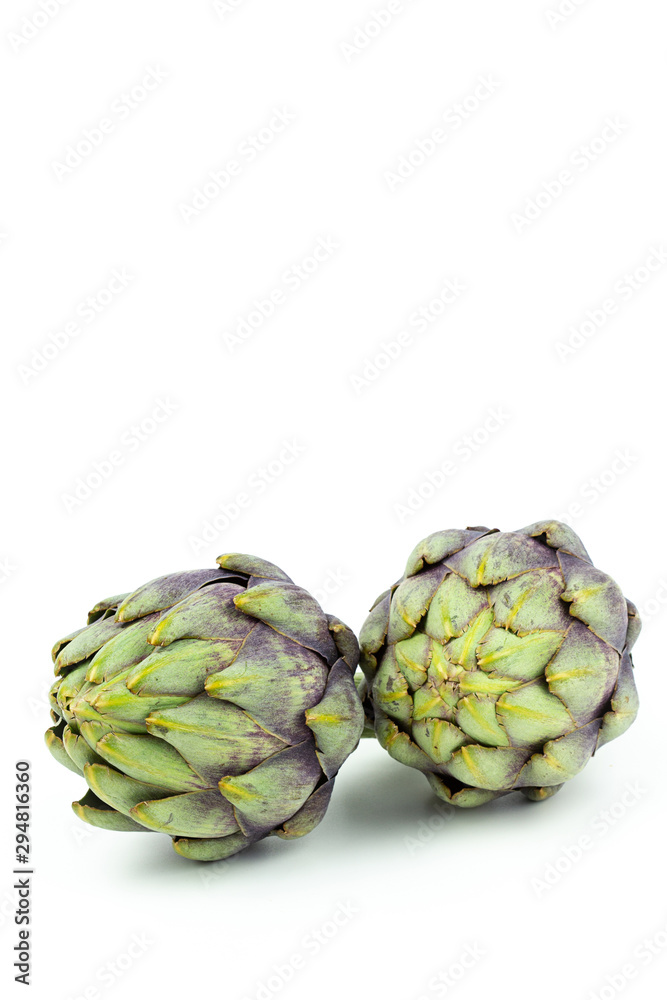 globe artichokes isolated on white copy space globe artichokes isolated on white copy space