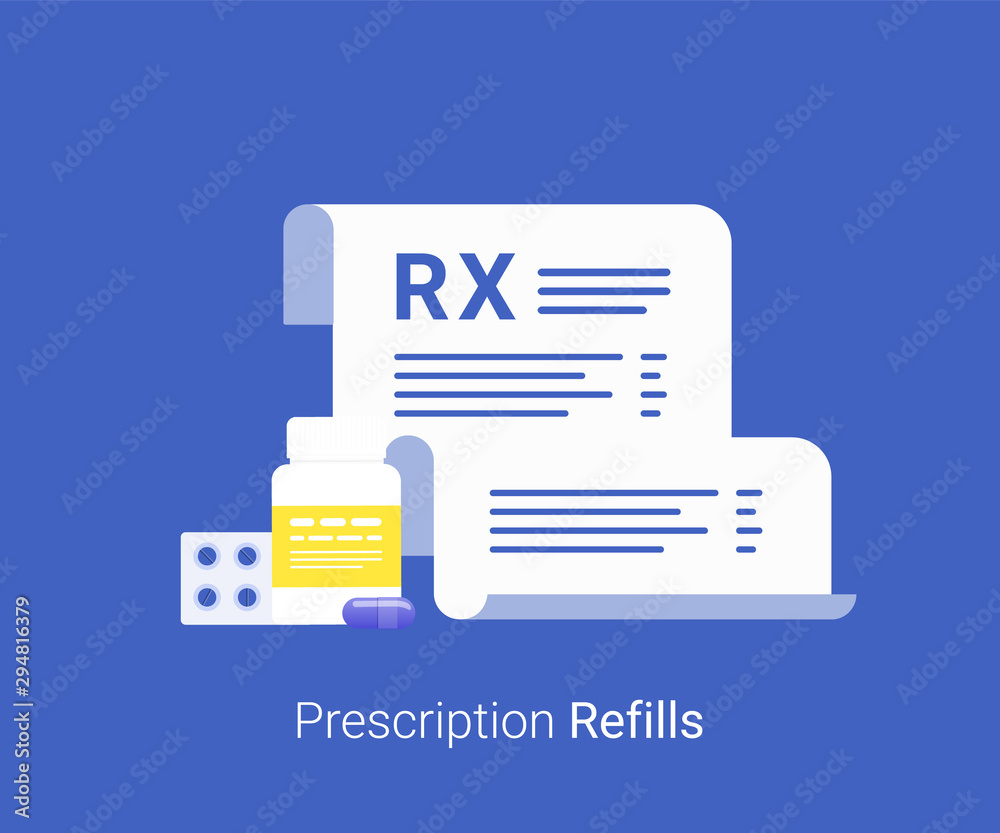 Pharmacy concept. Rx form and pills. Pharmacy concept. Rx form and pills.