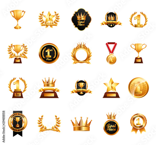 Isolated awards icon set vector design