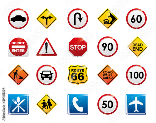 Isolated road sign icon set vector design