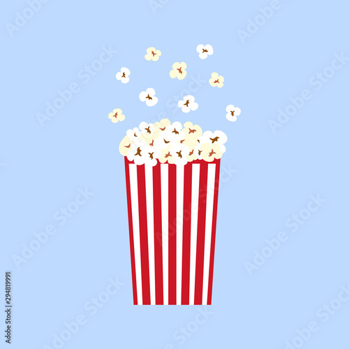 Textured vector illustration of an isolated box of popcorn with red and white stripes. 