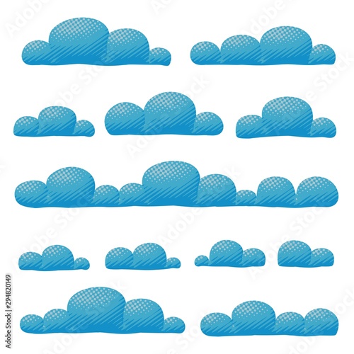 Vector cloudy overcast sky panorama collection
