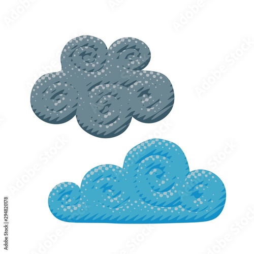 Flat vector curly cumulus clouds weather paper cut