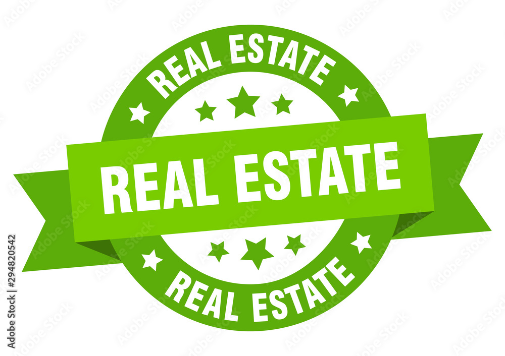 real estate ribbon. real estate round green sign. real estate
