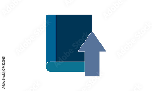 Book upload icon.Simple flat symbol. Perfect pictogram illustration on white background.