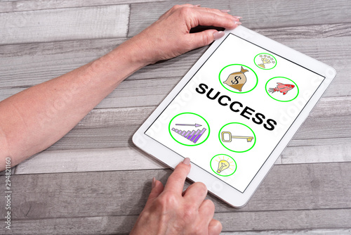 Success concept on a tablet