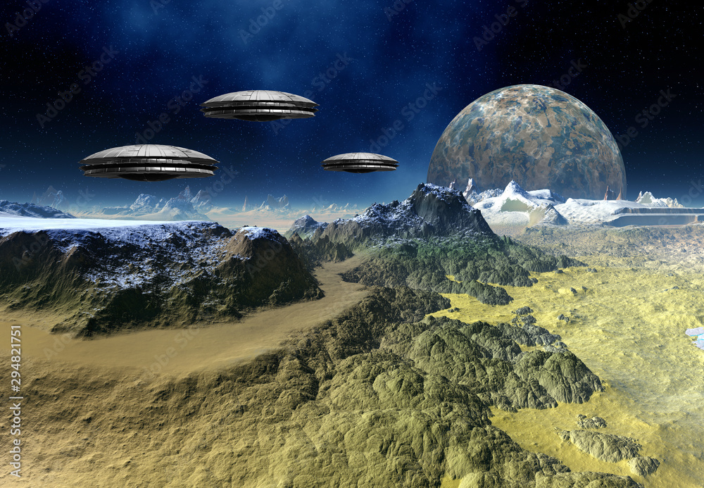 3D Rendered Fantasy Alien Landscape - 3D Illustration 3D Rendered Fantasy Alien Landscape - 3D Illustration