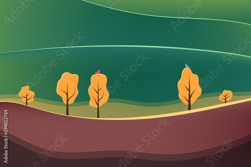 Nature at noon. Beautiful nature with tree. Outdoor vector illustration design. Beautiful landscape.